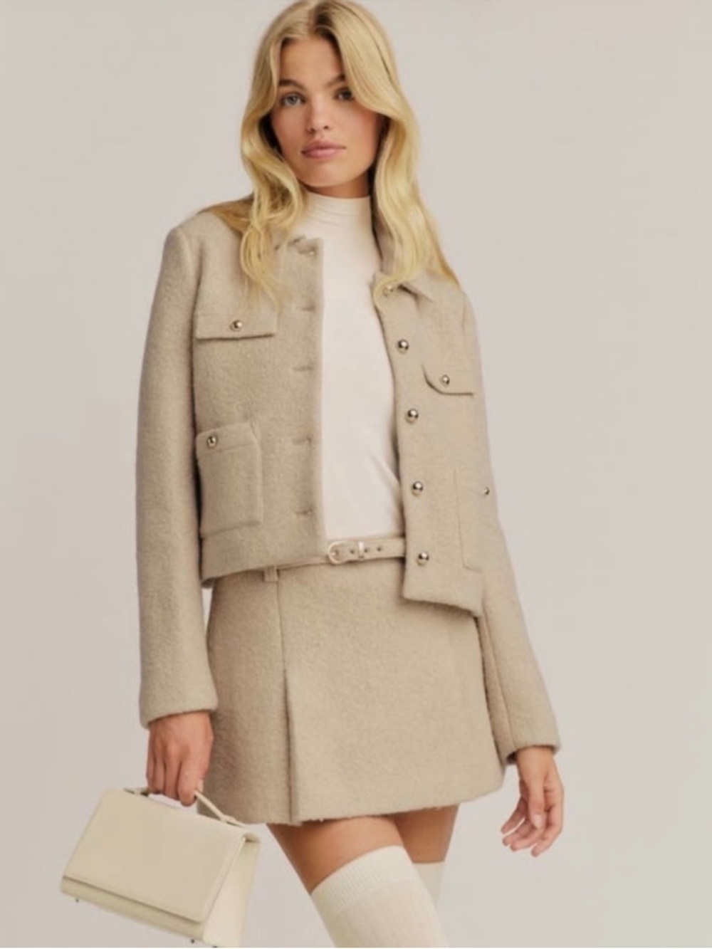 Reformation Rory Wool Blend Skirt in Beige Size 2 ~ NWT - Picture 2 of 7